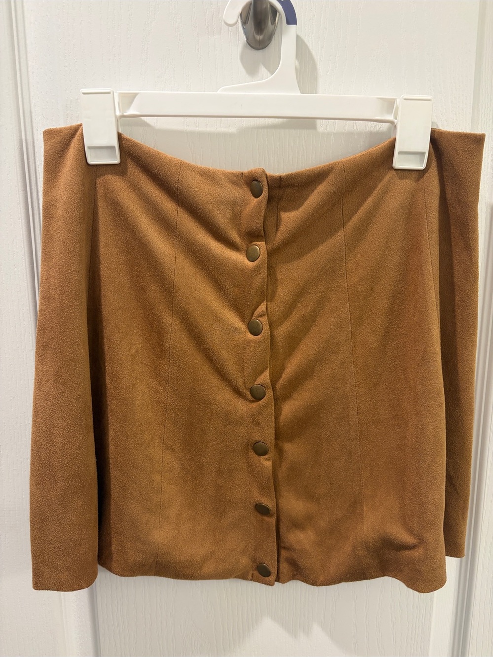 Altar'd State Camel Button-Front Mini Skirt